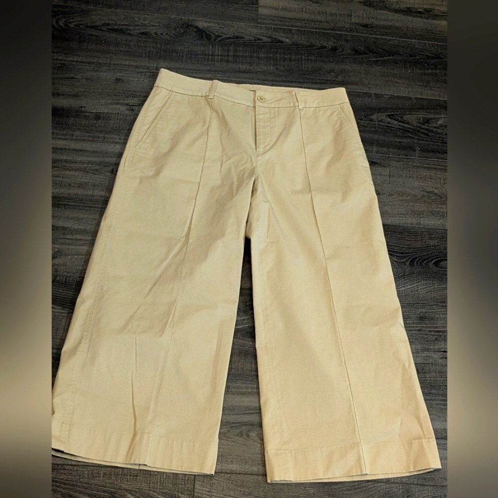Lauren Ralph Lauren Stretch Khaki Wide Leg Crop Pants NWOT